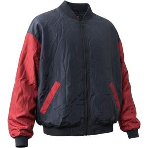 Vintage 90s Deadstock Athletic Works Silk Windbreaker Jacket Black Red Size S